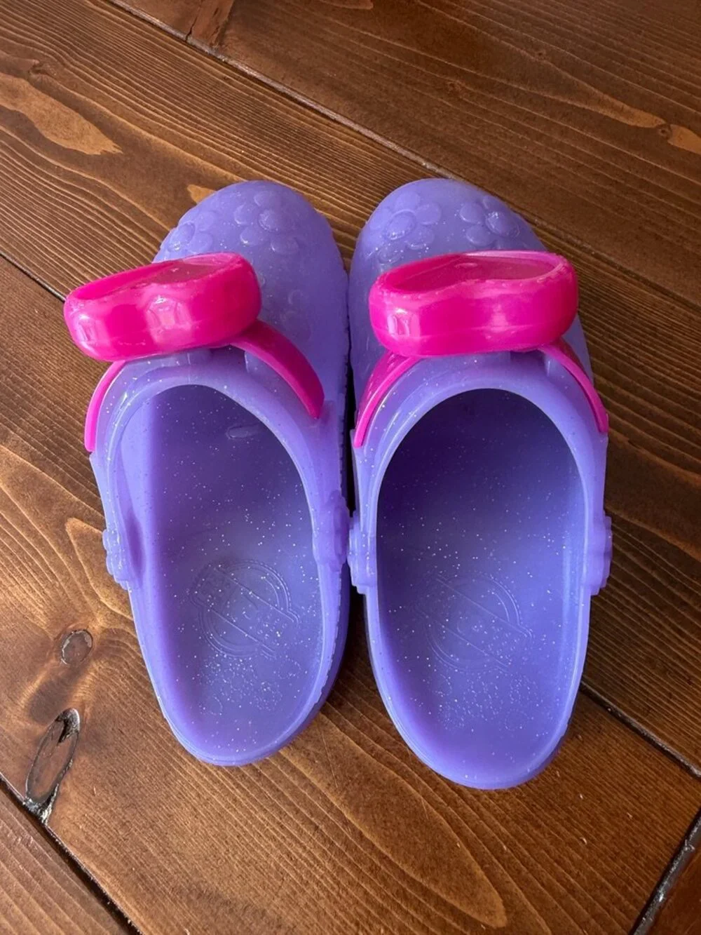 Disney Doc McStuffins Pop Shoes Purple Glitter Clogs Heart Charm Toddler 10-11